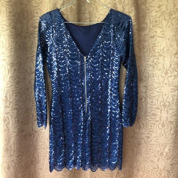 NWOT Navy Blue Sequin Cocktail Dress 💙 - Picture 2 of 4
